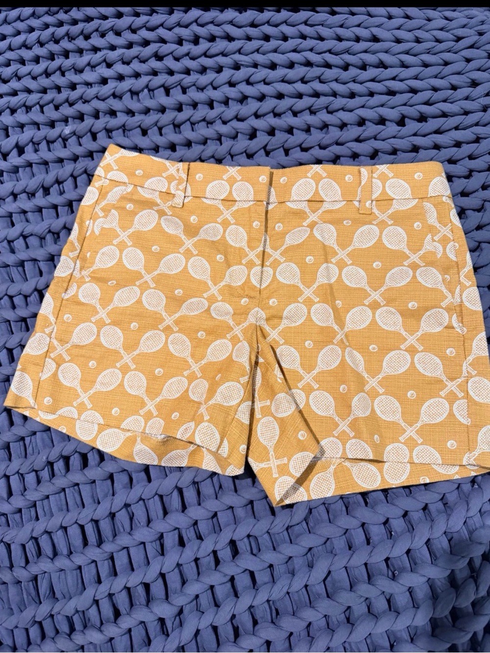 Ann Taylor Yellow Tennis-Print Cotton Shorts